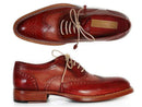 Paul Parkman (FREE Shipping) Men's Wingtip Oxfords Bordeaux & Camel (ID