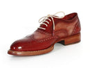 Paul Parkman (FREE Shipping) Men's Wingtip Oxfords Bordeaux & Camel (ID