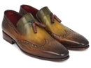 Paul Parkman (FREE Shipping) Men's Wingtip Tassel Loafers Green (ID