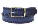 Paul Parkman (FREE Shipping) Men's Woven Leather Belt Navy (ID