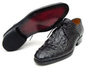 Paul Parkman (FREE Shipping) Men's Black Crocodile Embossed Calfskin Derby Shoes (ID