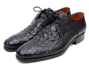 Paul Parkman (FREE Shipping) Men's Black Crocodile Embossed Calfskin Derby Shoes (ID