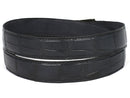 Paul Parkman (FREE Shipping) Men's Black Genuine Crocodile Belt (ID