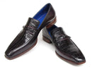 Paul Parkman (FREE Shipping) Men's Black Genuine Crocodile & Purple Calfskin Loafers (ID