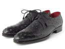 Paul Parkman (FREE Shipping) Men's Black Genuine Ostrich Derby Shoes (ID