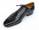 Paul Parkman (FREE Shipping) Men's Black Leather Oxfords - Side Handsewn Leather Upper and Leather Sole (ID