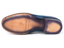 Paul Parkman (FREE Shipping) Men's Blue Genuine Ostrich Opanka Stitched Moccasins (ID