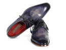 Paul Parkman (FREE Shipping) Men's Blue & Navy Hand-Painted Derby Shoes (ID