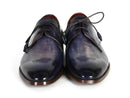 Paul Parkman (FREE Shipping) Men's Blue & Navy Hand-Painted Derby Shoes (ID