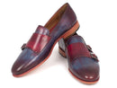 Paul Parkman (FREE Shipping) Men's Bordeaux & Navy Double Monkstrap Shoes (ID