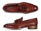 Paul Parkman (FREE Shipping) Men's Brown Crocodile Embossed Calfskin Tassel Loafers (ID#0823-BRW)-'--JadeMoghul Inc.