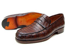 Paul Parkman (FREE Shipping) Men's Brown Genuine Crocodile Penny Loafers (ID