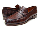 Paul Parkman (FREE Shipping) Men's Brown Genuine Crocodile Penny Loafers (ID