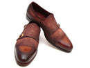 Paul Parkman (FREE Shipping) Men's Captoe Double Monkstrap Antique Brown Suede (ID