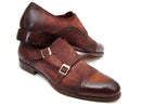 Paul Parkman (FREE Shipping) Men's Captoe Double Monkstrap Antique Brown Suede (ID