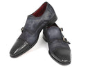 Paul Parkman (FREE Shipping) Men's Captoe Double Monkstraps Navy Suede (ID