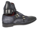 Paul Parkman (FREE Shipping) Men's Captoe Double Monkstraps Navy Suede (ID