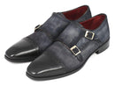 Paul Parkman (FREE Shipping) Men's Captoe Double Monkstraps Navy Suede (ID