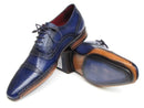 Paul Parkman (FREE Shipping) Men's Captoe Navy Blue Hand Painted Oxfords (ID