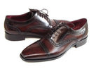 Paul Parkman (FREE Shipping) Men's Captoe Oxfords Bordeaux & Brown Hand-Painted (ID