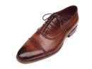 Paul Parkman (FREE Shipping) Men's Captoe Oxfords Brown Hand Painted Shoes (ID