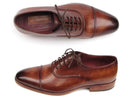 Paul Parkman (FREE Shipping) Men's Captoe Oxfords Brown Hand Painted Shoes (ID