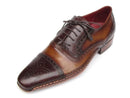 Paul Parkman (FREE Shipping) Men's Captoe Oxfords Brown Hand Painted Shoes (ID