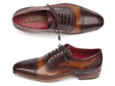 Paul Parkman (FREE Shipping) Men's Captoe Oxfords Brown Hand Painted Shoes (ID