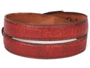 Paul Parkman (FREE Shipping) Men's Croc Embossed Calfskin Belt Reddish (ID