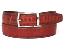 Paul Parkman (FREE Shipping) Men's Croc Embossed Calfskin Belt Reddish (ID