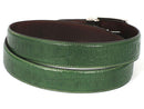 Paul Parkman (FREE Shipping) Men's Crocodile Embossed Calfskin Leather Belt Hand-Painted Green (ID