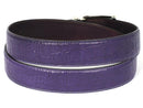 Paul Parkman (FREE Shipping) Men's Crocodile Embossed Calfskin Leather Belt Hand-Painted Purple (ID