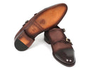 Paul Parkman (FREE Shipping) Men's Double Monkstrap Captoe Dress Shoes - Brown / Beige Suede Upper and Leather Sole (ID