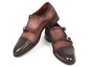 Paul Parkman (FREE Shipping) Men's Double Monkstrap Captoe Dress Shoes - Brown / Beige Suede Upper and Leather Sole (ID