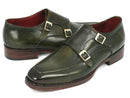 Paul Parkman (FREE Shipping) Men's Double Monkstrap Goodyear Welted Shoes Green (ID