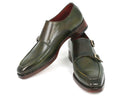 Paul Parkman (FREE Shipping) Men's Double Monkstrap Goodyear Welted Shoes Green (ID