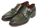 Paul Parkman (FREE Shipping) Men's Double Monkstrap Goodyear Welted Shoes Green (ID