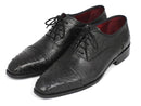 Paul Parkman (FREE Shipping) Men's Genuine Ostrich Captoe Oxfords Black (ID