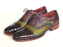 Paul Parkman (FREE Shipping) Men's Genuine Ostrich Captoe Oxfords Green & Purple (ID