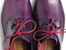 Paul Parkman (FREE Shipping) Men's Ghillie Lacing Side Handsewn Dress Shoes - Purple Leather Upper and Leather Sole (ID