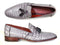 Paul Parkman (FREE Shipping) Men's Grey Genuine Crocodile Tassel Loafers (ID#44LF27)-'--JadeMoghul Inc.