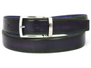 Paul Parkman (FREE Shipping) Men's Leather Belt Dual Tone Green & Purple (ID