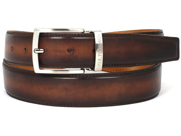 Paul Parkman (FREE Shipping) Men's Leather Belt Hand-Painted Brown and Camel (ID#B01-BRWCML)-'--JadeMoghul Inc.