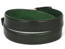 Paul Parkman (FREE Shipping) Men's Leather Belt Hand-Painted Dark Green (ID