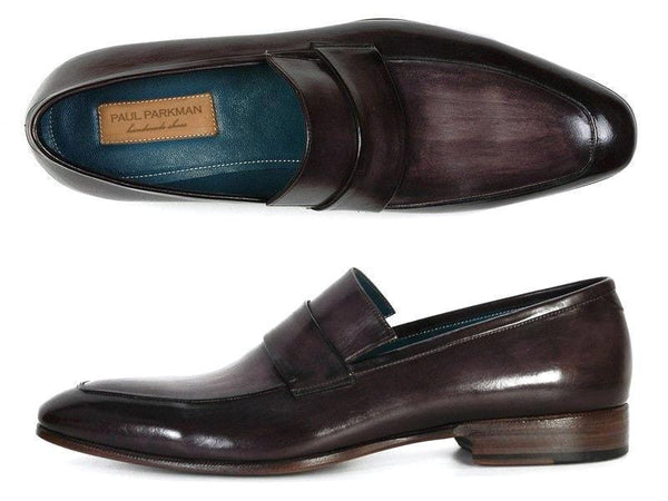 Paul Parkman (FREE Shipping) Men's Loafers Black & Gray Hand-Painted Leather Upper with Leather Sole (ID#093-GRAY)-'--JadeMoghul Inc.