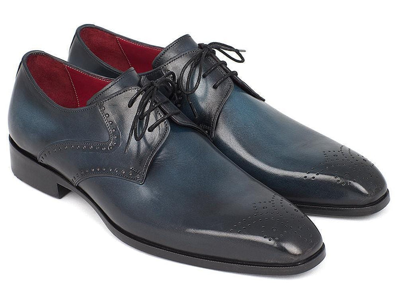 Paul Parkman (FREE Shipping) Men's Navy & Blue Medallion Toe Derby Shoes (ID