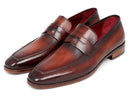 Paul Parkman (FREE Shipping) Men's Penny Loafers Bordeaux and Brown Calfskin (ID