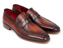 Paul Parkman (FREE Shipping) Men's Penny Loafers Bordeaux and Brown Calfskin (ID