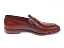 Paul Parkman (FREE Shipping) Men's Penny Loafers Tobacco & Bordeaux Hand-Painted Shoes (ID