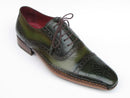 Paul Parkman (FREE Shipping) Men's Side Handsewn Captoe Oxfords Green (ID